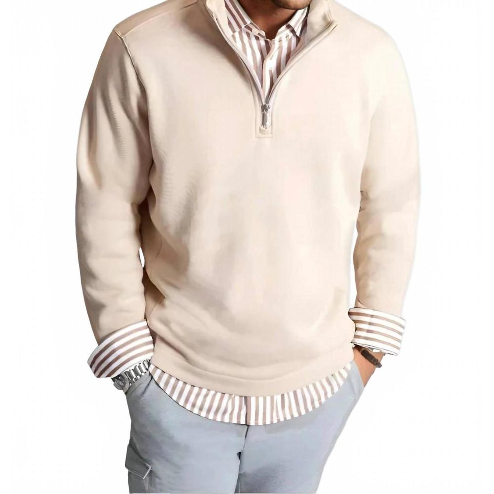 NEW BUKI voey quarter zip sweatshirt in camel